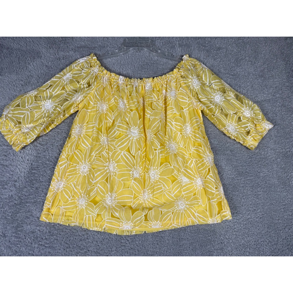 Sweet Rain Blouse Womens M cottage core Floral Off Shoulder 3/4 Sleeve peasant